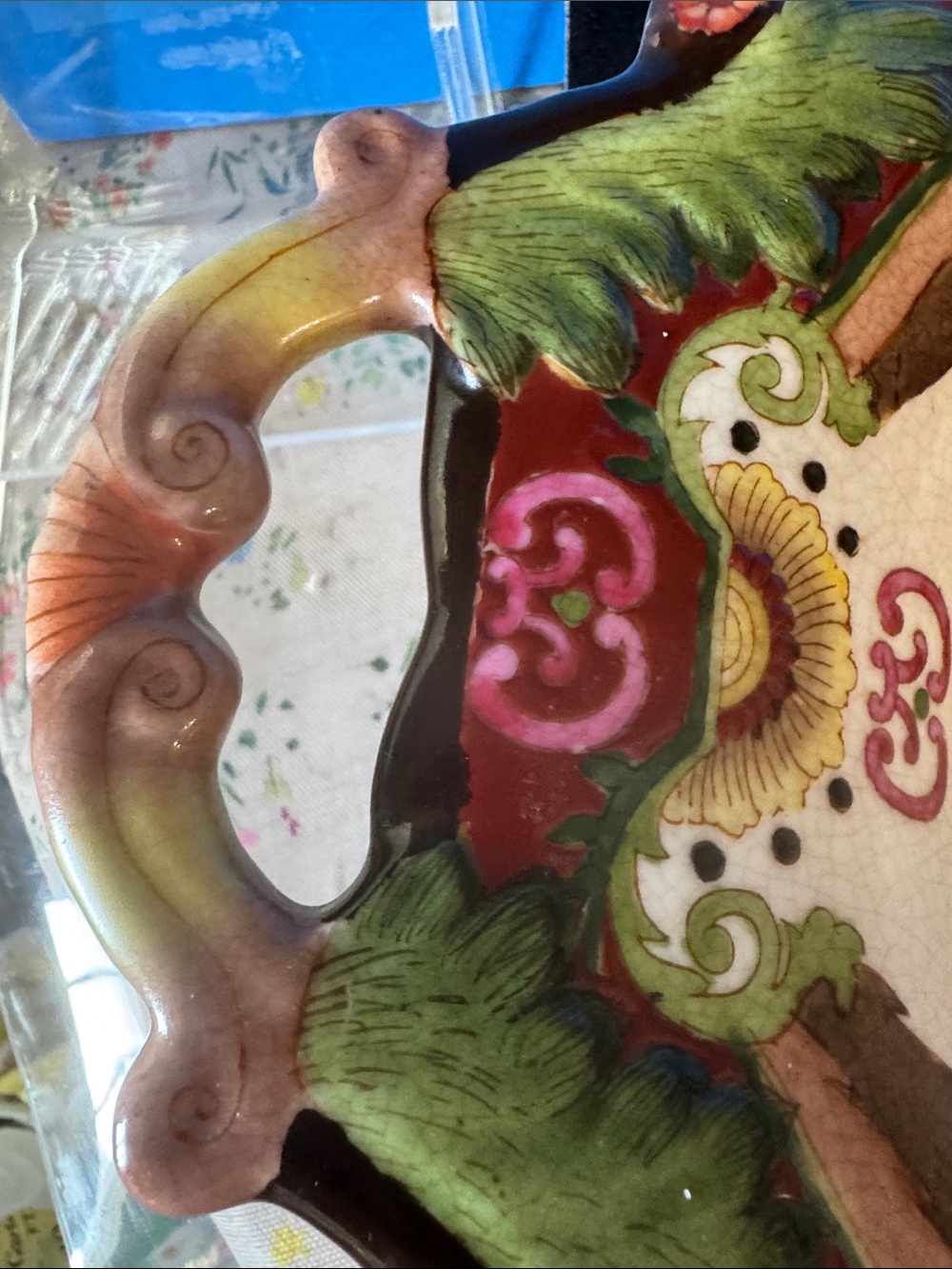 Vintage Chinese Antique Huarong Tang Zhi - Two Handled Serving Tray - Picture 3 of 16